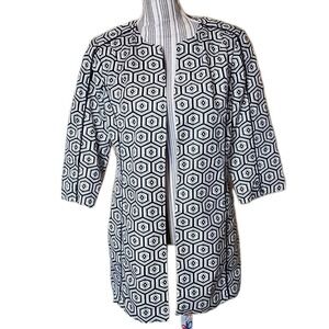 silkland jacket Women M Silk Black & White Geometric Quiet Luxury Lined Vtg